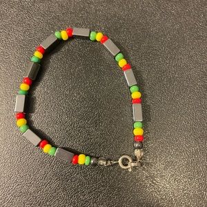 Cute bracelet. Red, yellow, green and metal.